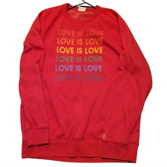 Homage Love Is Love Rainbow Crewneck Sweatshirt Pullover Xl Red UNISEX - Picture 1 of 6